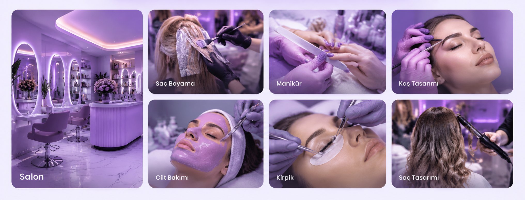 Salon hizmet görselleri — AI rötuşlu galeri